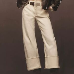 Anthropologie The Sport Cuff Mid-Rise Crop Wide-Leg Jeans by Pilcro